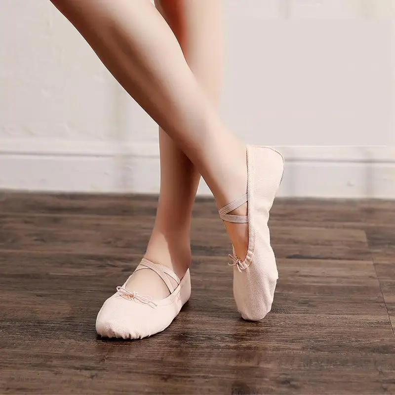 Балетные туфли для девочек, мягкая холщовая обувь для балерины, танцевальные Тапочки, детская практичная обувь для балерины, женские туфли для танцев, обувь для йоги