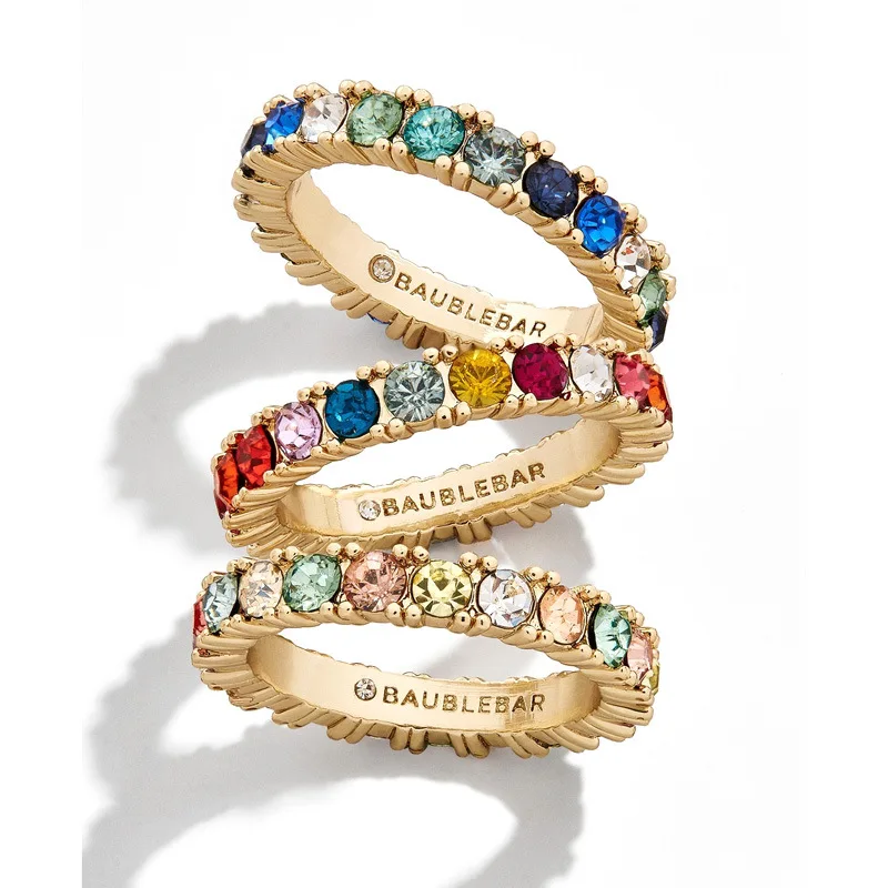 

Exquisite Female Geometry Round Stone Ring Gold-plated Colorful Zircon Jewelry Design Wedding Rings for Women Valentine's Day