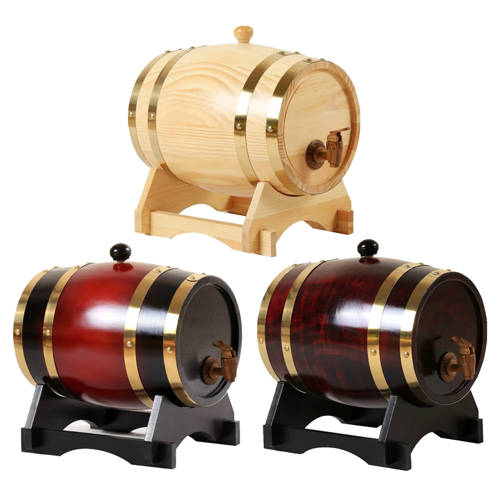 Vintage 3L/1.5L Oak Wine Barrel Special Dispenser Bucket Beer Casks with Stand For Tequila Wine Bourbon Whiskey