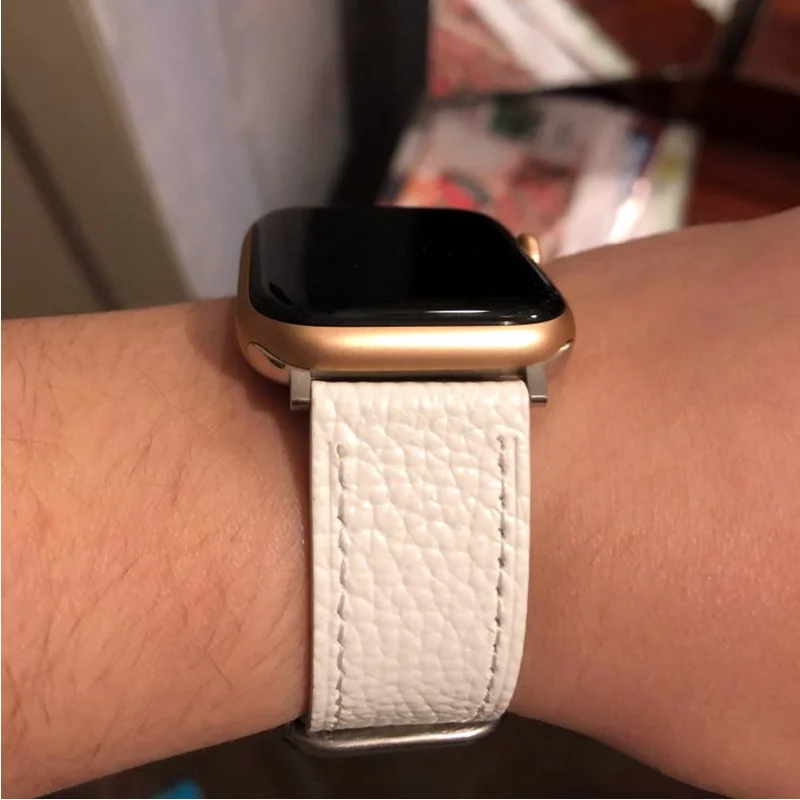 Кожаный ремешок для apple watch 38 мм 42 мм iwatch 4 ремешок 44 мм 40 мм Lychee классический браслет ремешок для apple watch 4 3 2 1