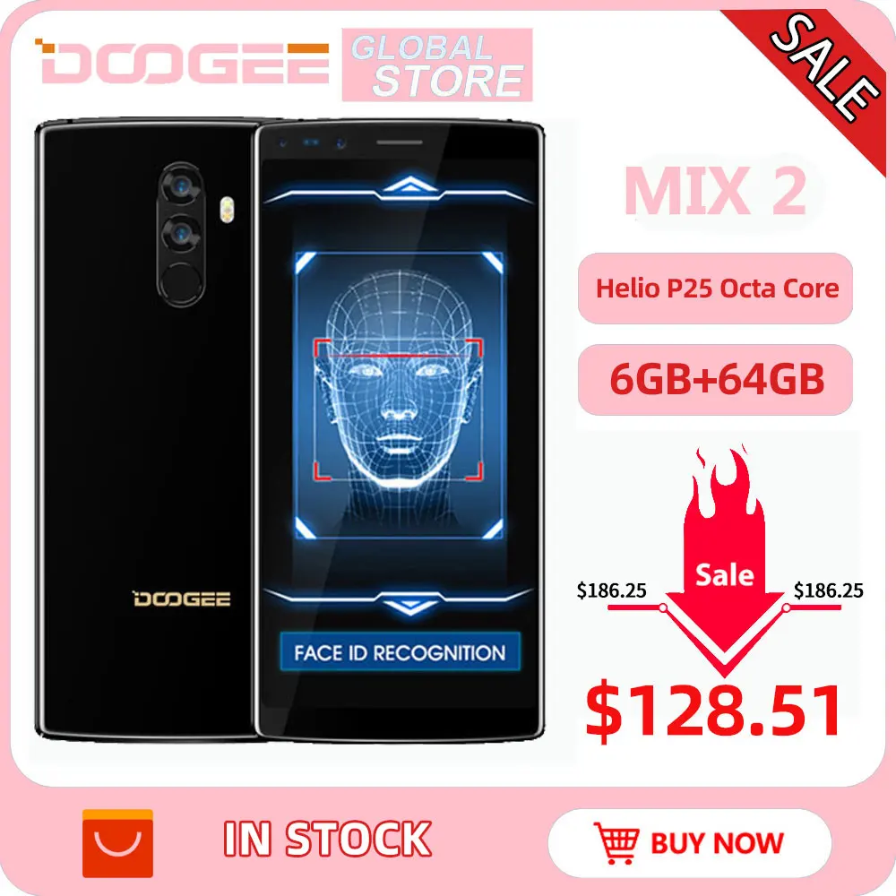 Оригинальный DOOGEE Mix 2 Android 7 1 4060 мАч 5 99 ''fhd + Helio P25 Octa Core 6 ГБ Оперативная память 128