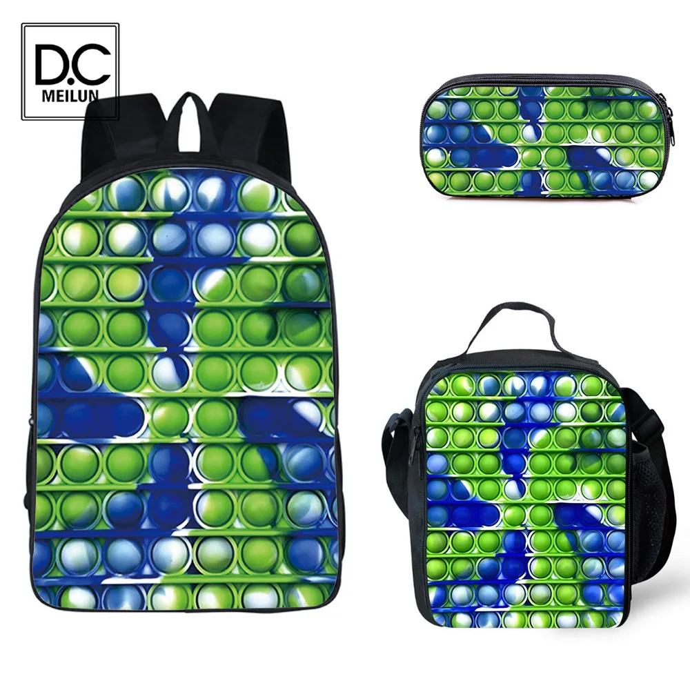 

DC. Meilun Sac A Dos 3D Printed Backpack Family Games Funny Bag 16 Inch Anime 3 Pcs Set Rainbow Bookbag Back To School