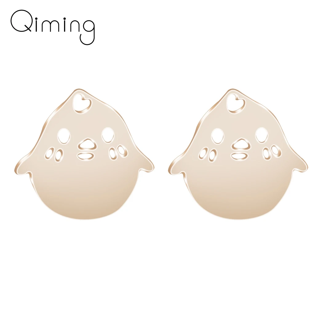 Золотые модные серьги гвоздики с милым цыпленком для женщин и девочек милый