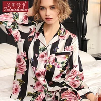 19mumi silk pajama sets female spring autumn100 natural silk sleepwear long sleeve two piece printed women pyjamas t8184 zb