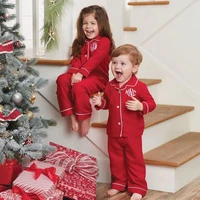 new year clothing outfit christmas red pajamas xmas match button up kid boy girls pajama sets