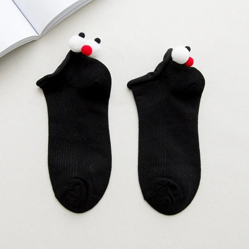 Новые хлопковые однотонные милые короткие носки с большими глазами на заднем