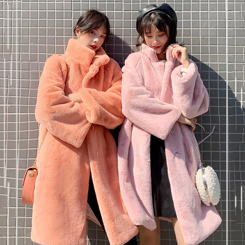 Fake Fur Coat 2020 Fashion Winter Faux Mink Fur Long Coat Loose Plush Furry Overcoat For Women Fourrure Femme Abrigo Mujer