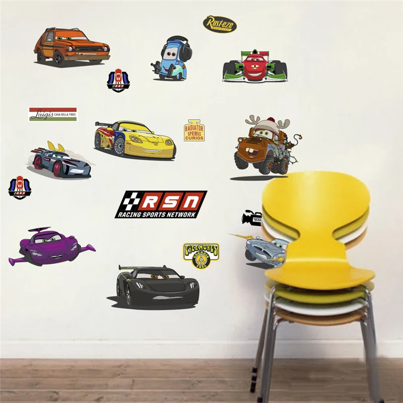 Disney cars lightning McQueen 13 стильных 3D наклеек на стену для детей мальчиков комнаты