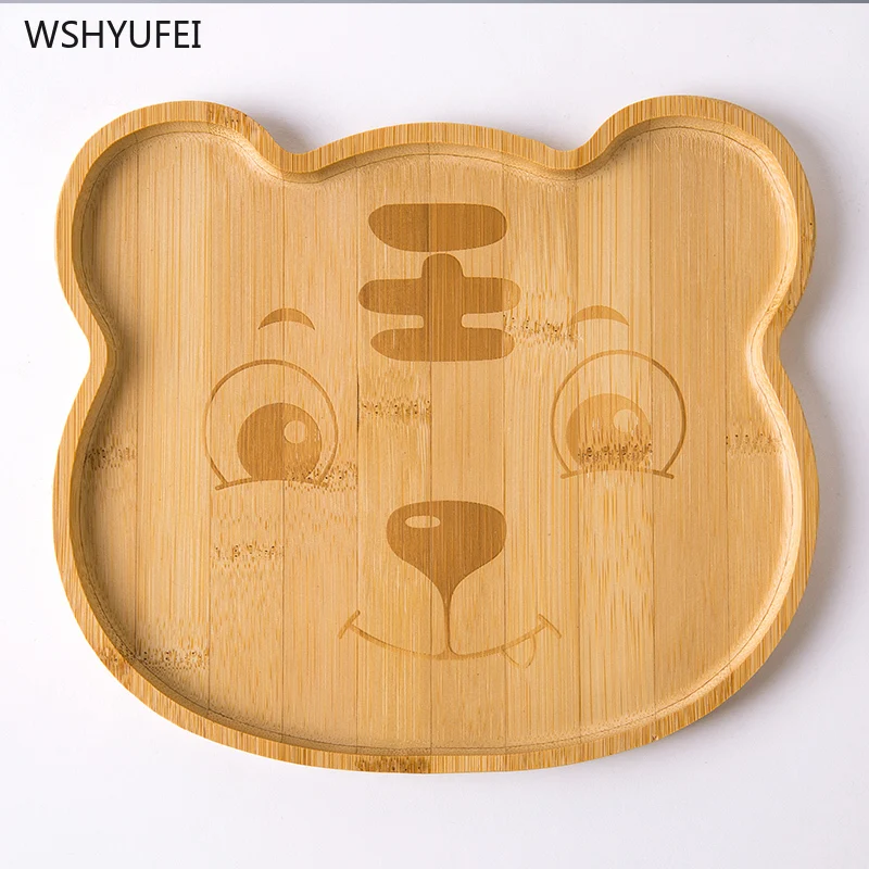 Деревянная тарелка с милыми животными медведем тигр обезьяна змея Детская