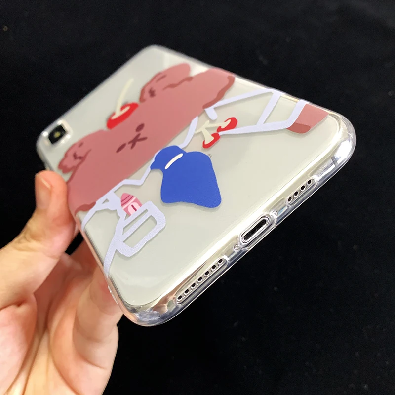

Suitable for Apple 12iphone11 Phone Case Xrxs Cute 678plus Bear Ins Transparent Soft Cover Promax
