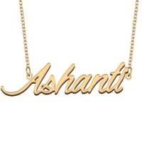 ashanti name necklace for women stainless steel jewelry 18k gold plated nameplate pendant femme mother girlfriend gift