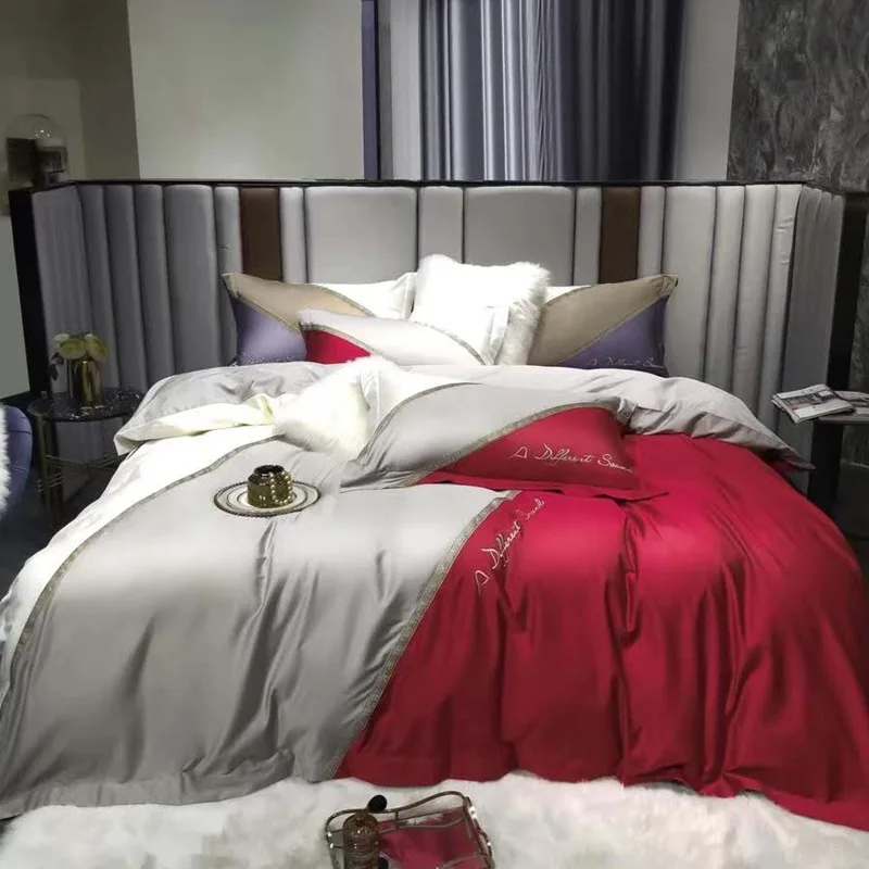 

4 шт., Комплект постельного белья из жаккарда, с вышивкой