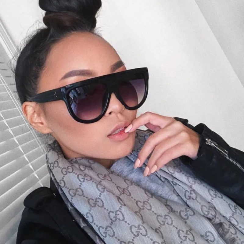 

Flat Top Oversized Women Sunglasses Shape Design Big Frame Shades Sunglasses Women UV400 Eyewear