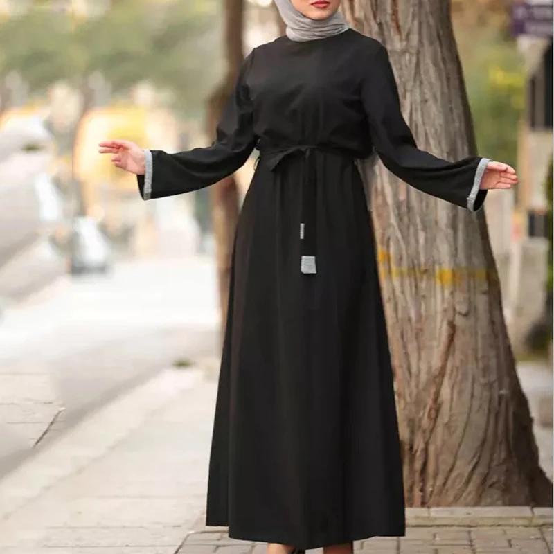 Женское мусульманское платье-хиджаб Abaya, дубайское, мусульманское, длинное, F890