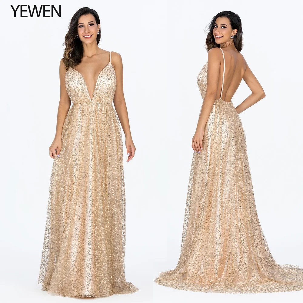 2020 Сексуальные вечерние платья с глубоким v образным вырезом и открытой спиной