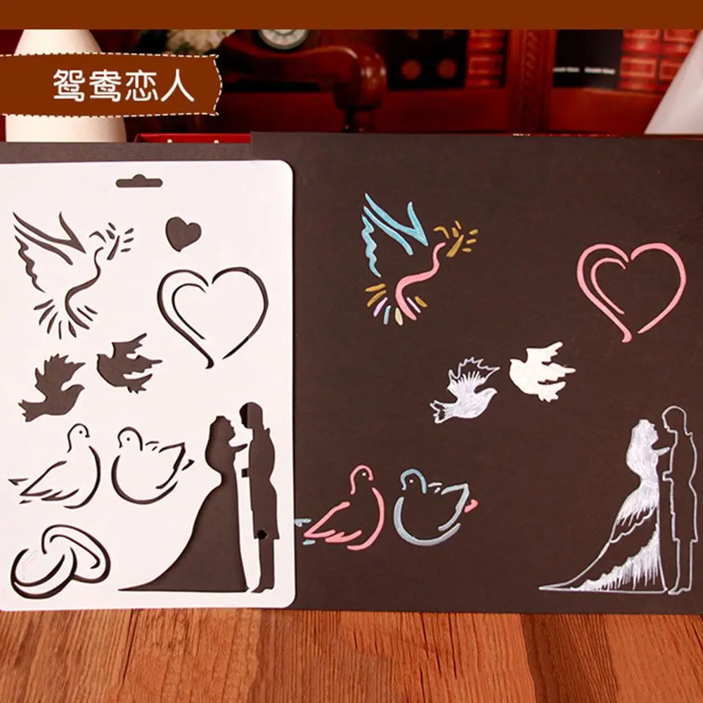 DIY ремесло птица цветы многослойные трафареты для стен живопись штампованная