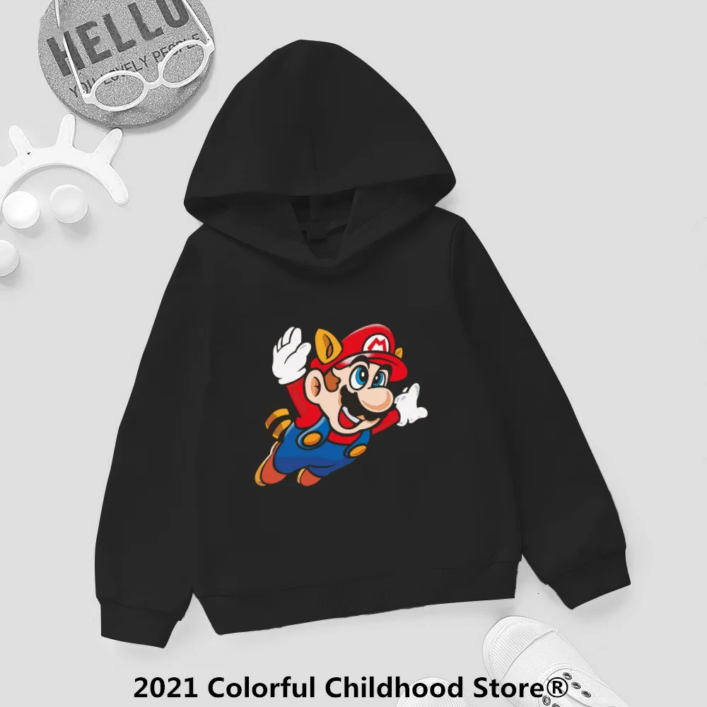 

Cartoon 4-14y Children Kids Clothes Boys With Hooded Boys Baby Outerwear Clothing Spring Sweatshirts Mario Bros Child Sweatshirt