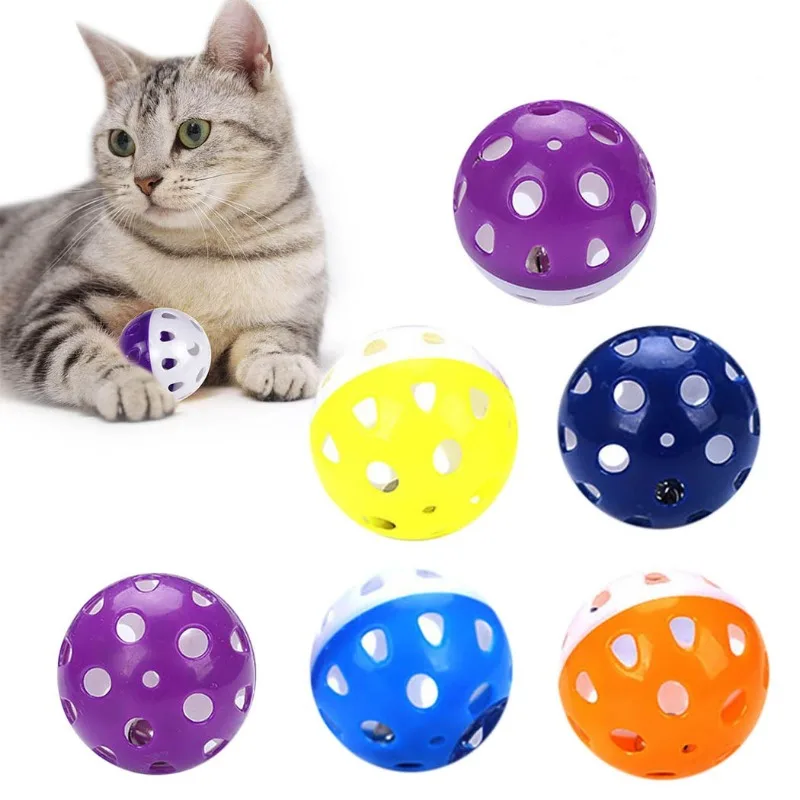

Cat Toy Ball with Bell Plastic Lattice Jingle Balls Kitten Chase Hollow Rolling Bell Ball Assorted Color Pet Cat Train Toys Lot