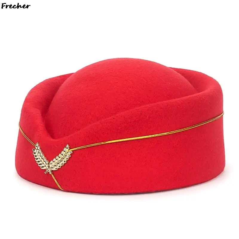 Женская элегантная шапка-униформа для стюардесс шапки шерстяной фетровый берет