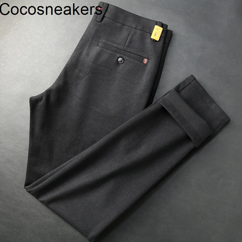 

New Second kill business good goods fine wool blended fabric men's boutique casual pants elastic straight pants