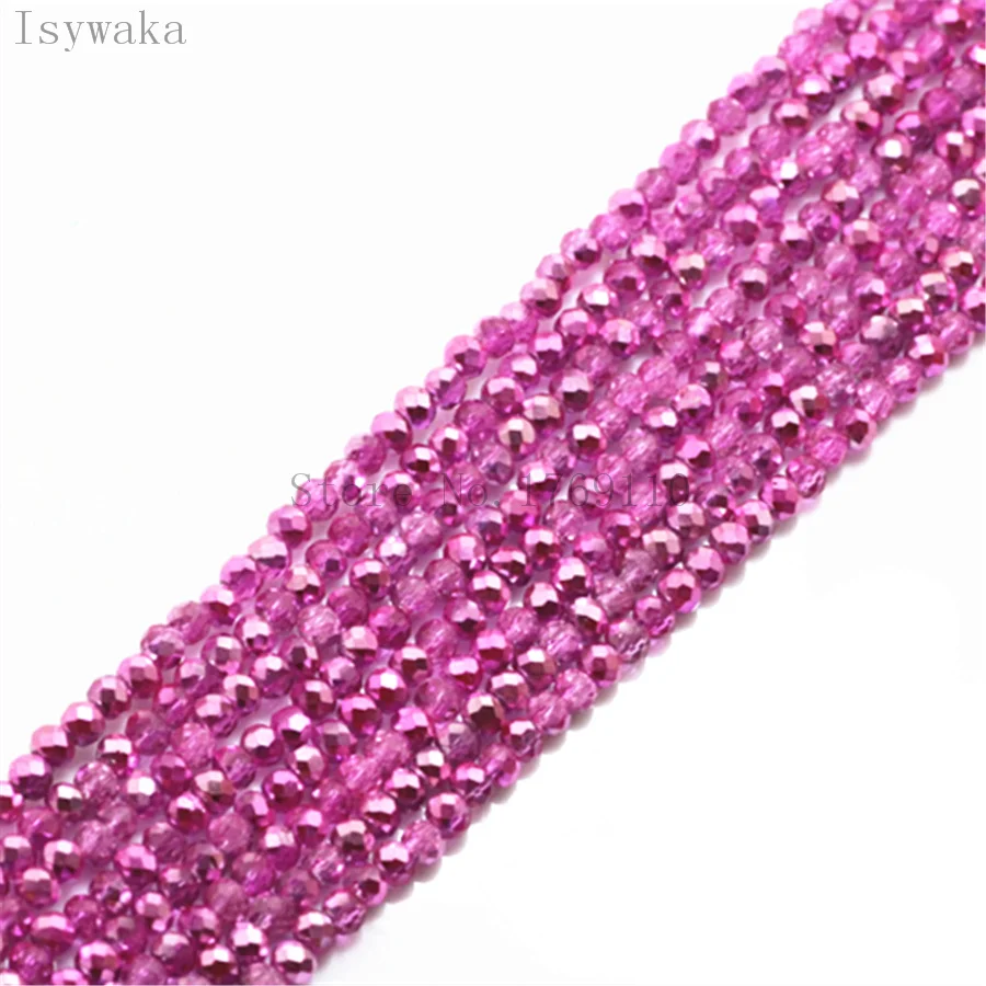 

Isywaka Ran Pink Color 1700pcs 2mm Rondelle Austria faceted Crystal Glass Beads Loose Spacer Round Beads for Jewelry Making