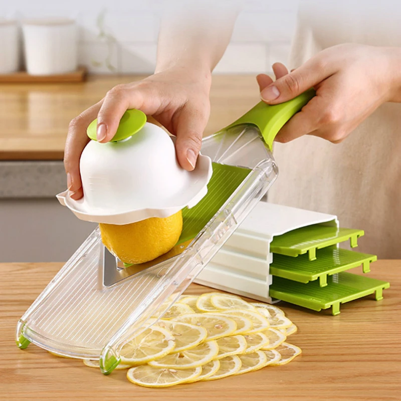 

Adjustable Manual Fruit Slicer Fruit V Slicer Vegetable Julienne Cutter Lemon Slicing Tool With 4 Blade Kitchen Tool