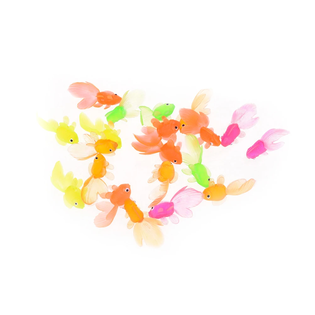 Pez Dorado de goma suave para ni&ntilde;os, juguete de simulaci&oacute;n de pl&aacute;stico, peque&ntilde;o pez de colores aleatorios, 4cm, 3/20 unidades por lote-4