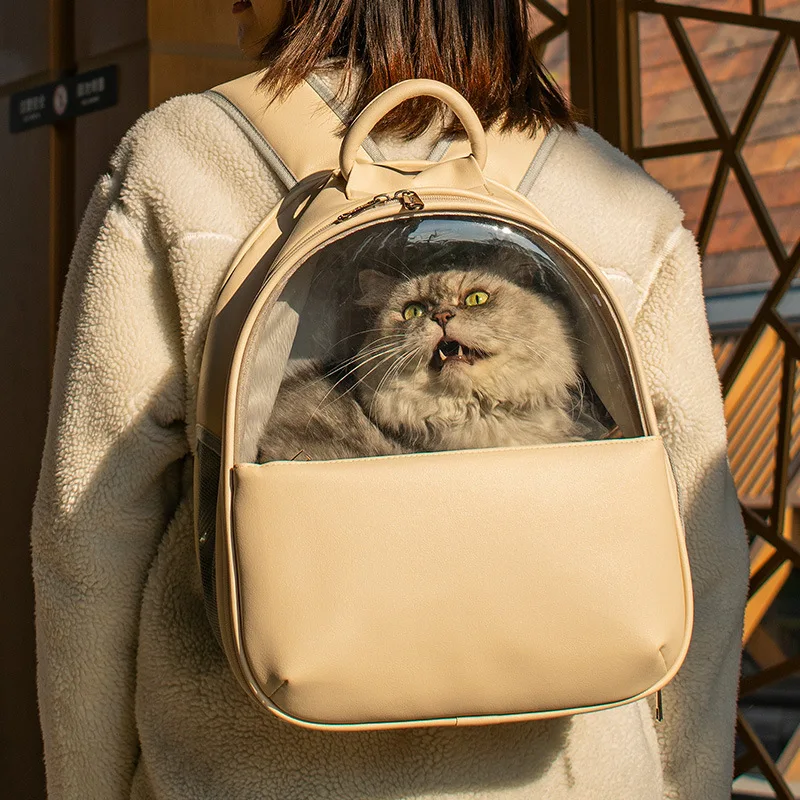 

Переноска для собак и кошек, воздухопроницаемая сумка в виде космической капсулы, прозрачный уличный школьный ранец для маленьких кошек и а...