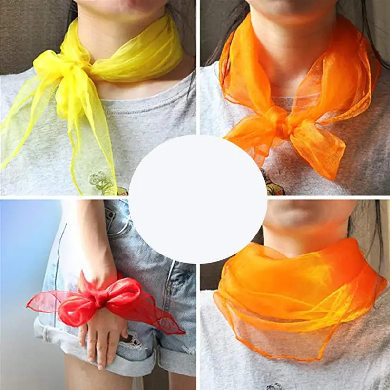 6 шт. детский Супер тонкий вуаль красочный квадратный платок-накидка для