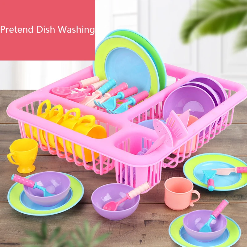 

Детская имитация игрушечной кухни, искусственная и кухонная посуда, интеллектуальная тренировка с корзиной для детского подарка