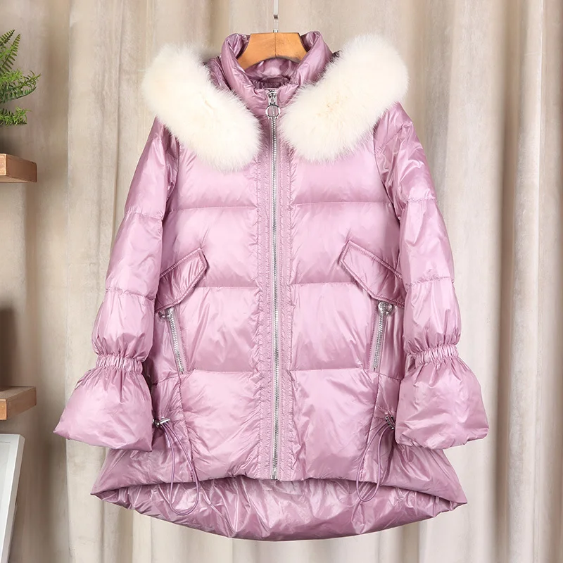 Зимнее пальто женская новая брендовая теплая куртка на белом утином пуху одежда