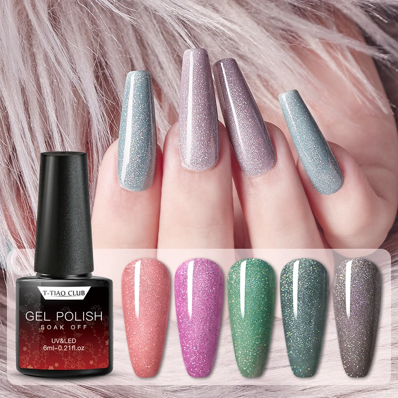 Голографический Блестящий Платиновый Гель лак для ногтей Полупостоянный