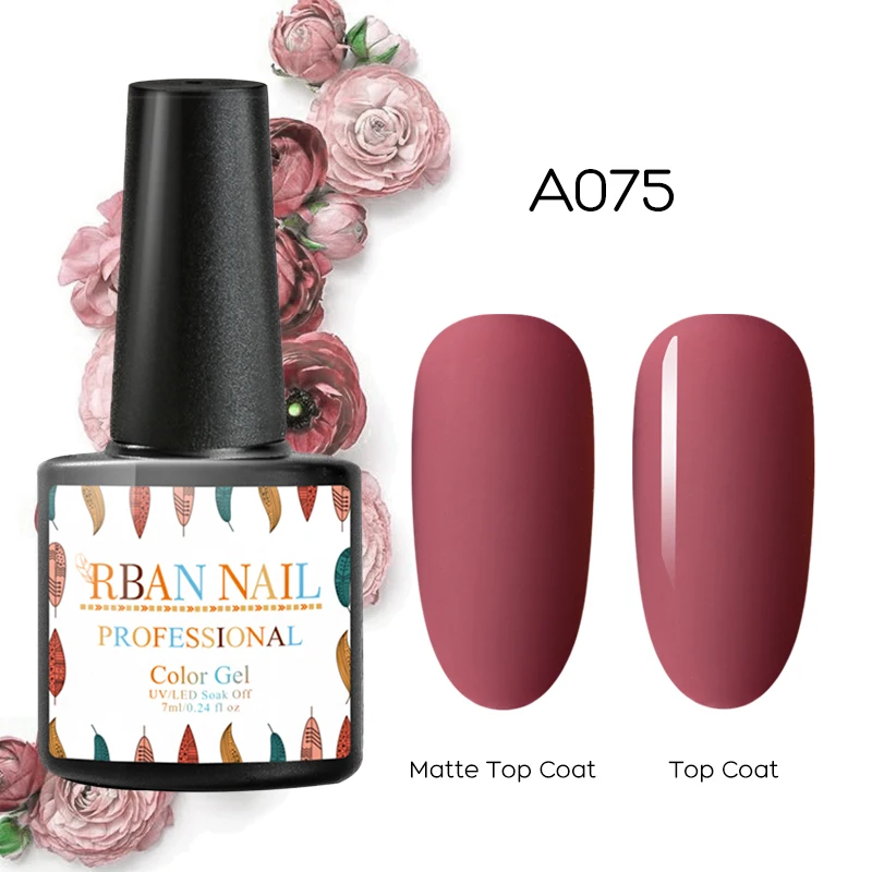 M30075 RBAN NAIL 7 мл УФ-гель для ногтей чистый цвет Полупостоянный замачиваемый гель лак для ногтей маникюрный лак матовый верхний слой - Цвет: M30075