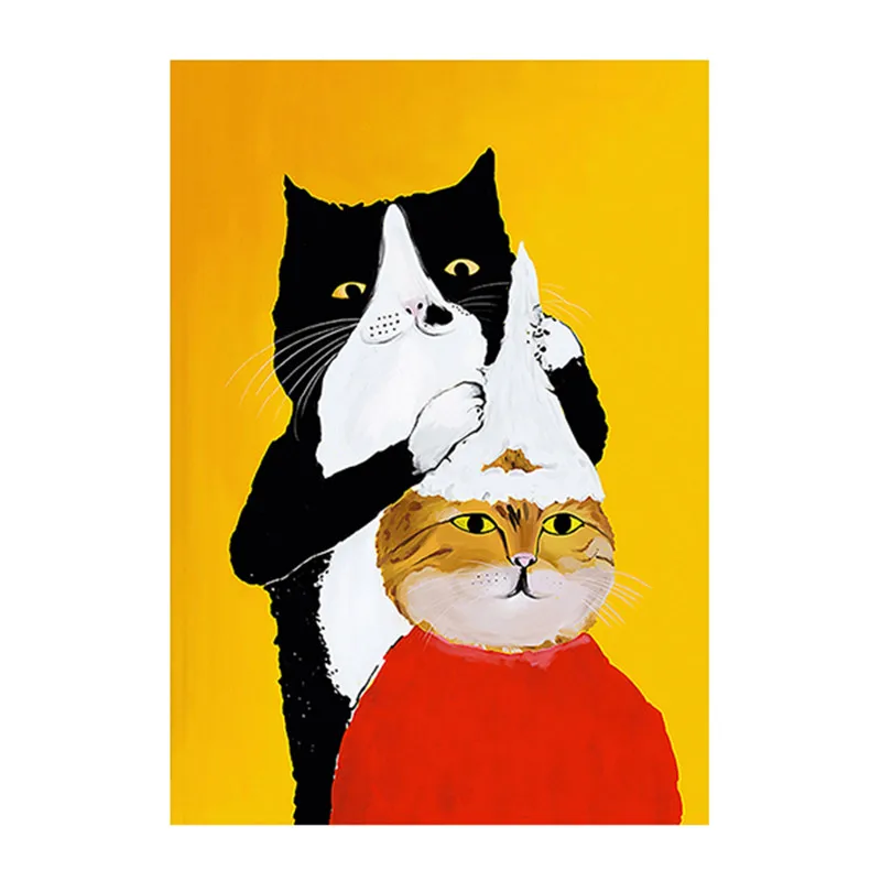 Домашний декор забавная мультяшная картина с рисунком животных кошка
