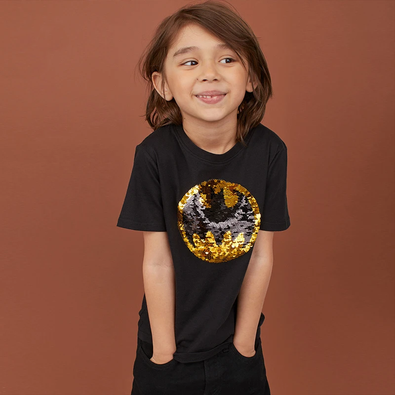 Summer Baby Girls Boys T Shirt Magic Reversible Sequin Novelty Clothing Kid Short Sleeve Cartoon Casual unisex Tshirt Tee DBT109