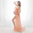 #58 платье для беременных женщин для фотосъемки сексуальное платье с открытыми плечами для беременных Длинные платья с оборками Vestido Premama Fotografia