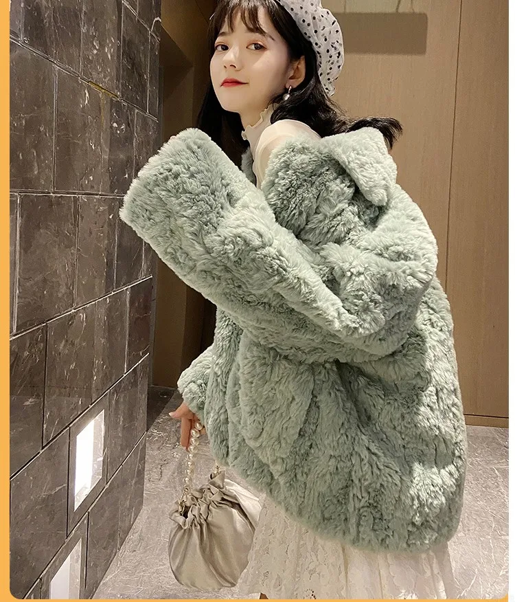 Новая Корейская версия, свободное меховое пальто из искусственной овечьей шерсти с леопардовым принтом, женская зимняя плюшевая куртка, же... от AliExpress WW