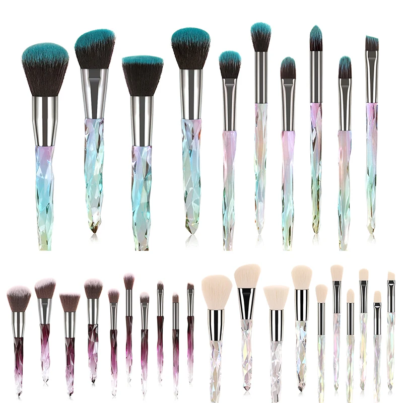 10Pcs Diamond Crystal Foundation Eyeshadow Eyebrow Cosmetic Makeup Brushes | Красота и здоровье