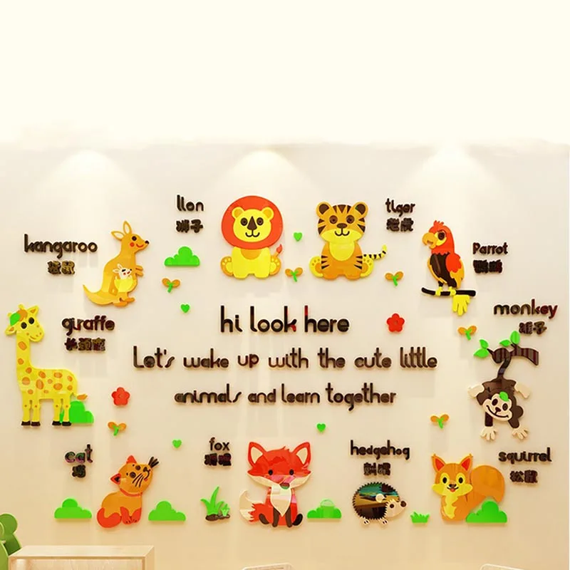 

Cartoon Wall Stickers Waterproof Wall Sticker Three Dimensional Wall Sticker Children's Room Background Decal Acrylic Material