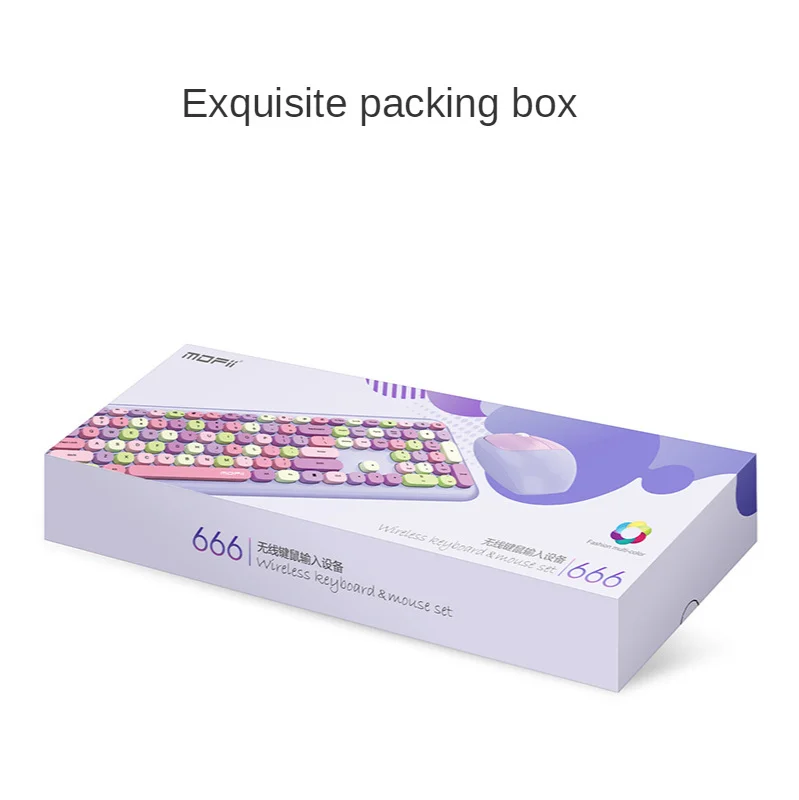 

Small Fresh Macaron Color Wireless Keyboard and Mouse Set Girls Lovely Chocolate Silent Infinite Color Keyboard