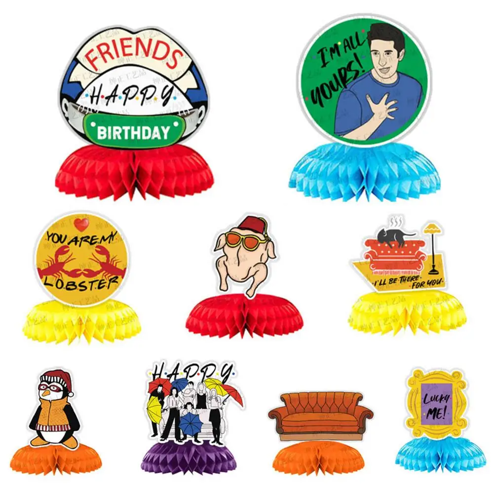 

9pcs Friends Theme Home Decor For Desk Accessories Honeycomb Centerpieces Party Table Decorations For Friends Party DIY Decor