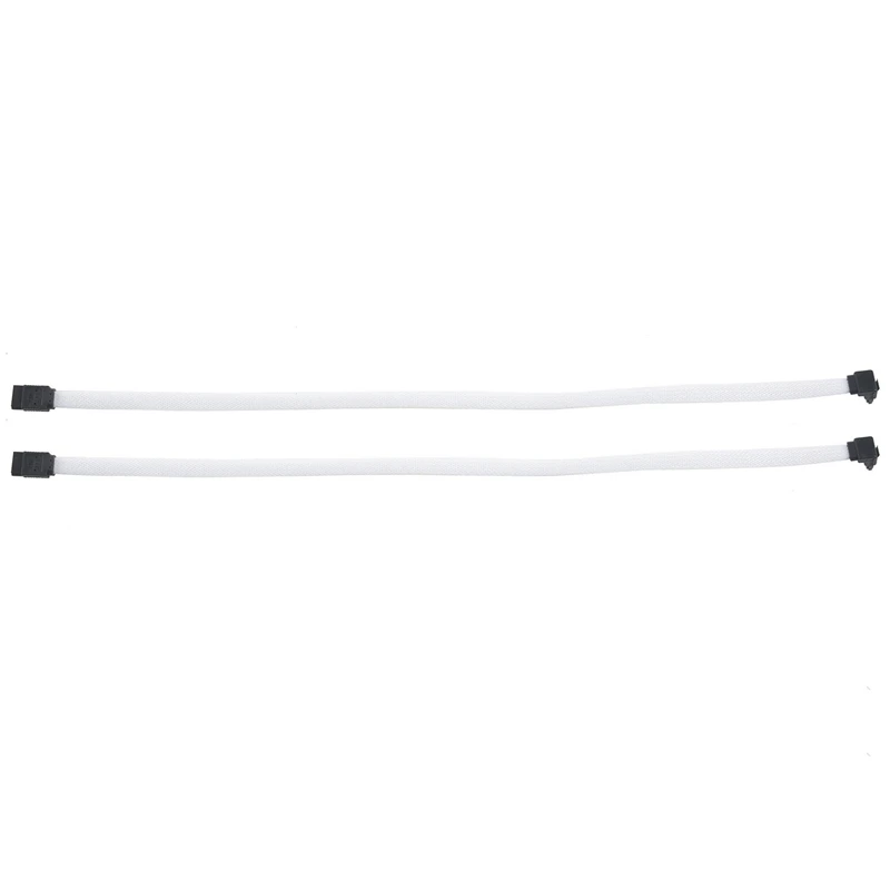 

2X 50CM SATA 3.0 III SATA3 7Pin Data Cable Right Angle 6Gb/S SSD Cables Hard Disk Data Cord With Nylon Sleeved(White)