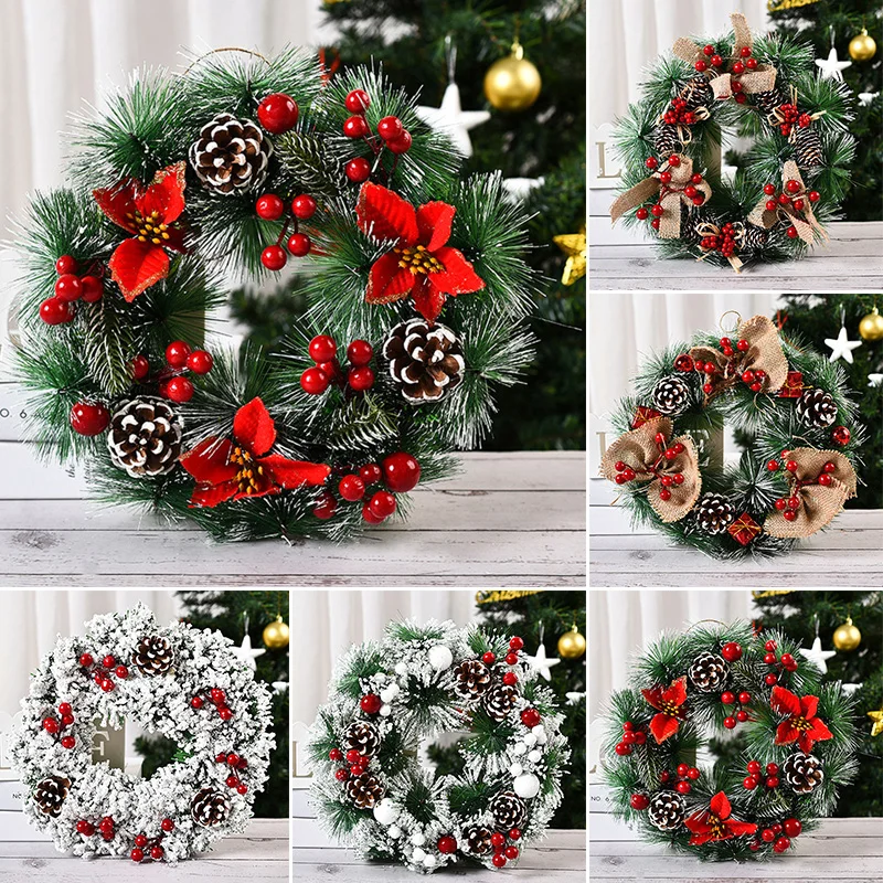 

Big Bow Christmas Wreath Window Front Door Decoration Festive & Party Supplies Wall Hanging for Christmas Decoration Props FU
