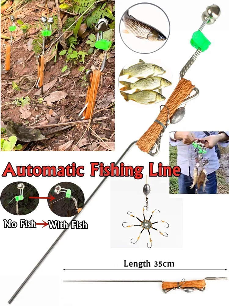 Автоматический рыболовный крючок рыболовная леска из нержавеющей стали с