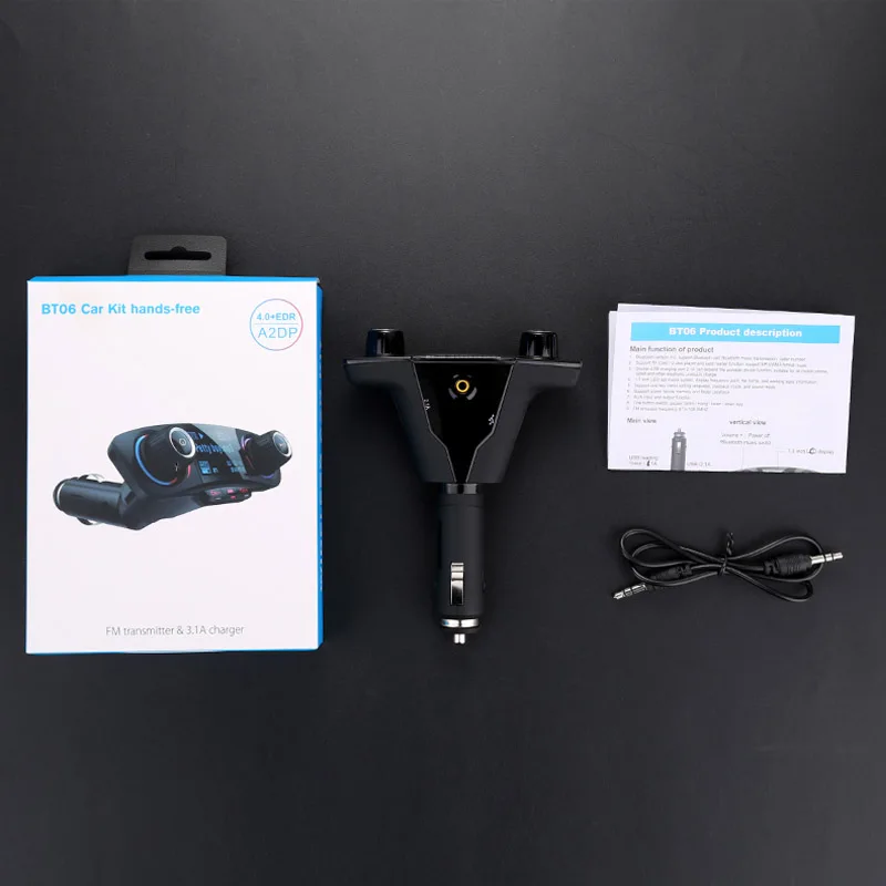 Fm-передатчик JaJaBor Bluetooth Carkit AUX аудио MP3 плеер FM модулятор Handsfree большой экран