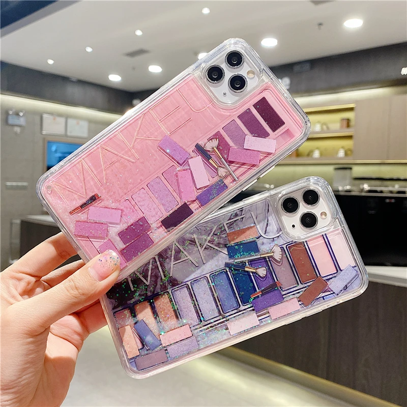 Жидкий Макияж Тени для век зыбучий песок Чехлы телефона Iphone 11 11pro 7 8plus X XR Xsmax