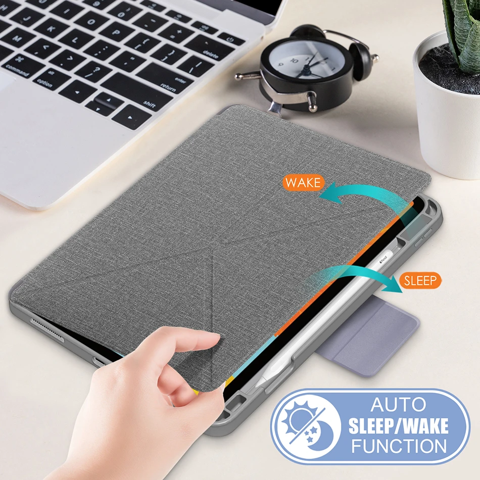 Magnet Carbon Fiber Leather Case for iPad Air 4 Air 5 Flip Cover 2022 10.9 Smart Cover with Auto Sleep Wake UP and Pencil Slot