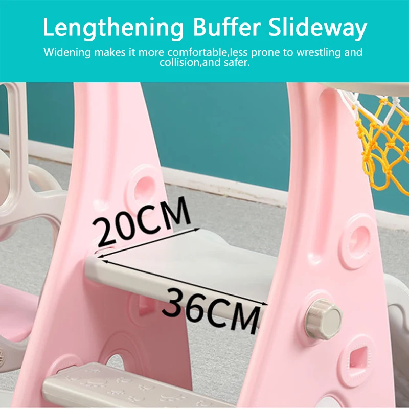 3-in-1 Baby Slides, Swing Chair, Basketball Story Home Kids Playground Plastic Slides Set Toy - Indoor Family Kindergarten M008 image 5