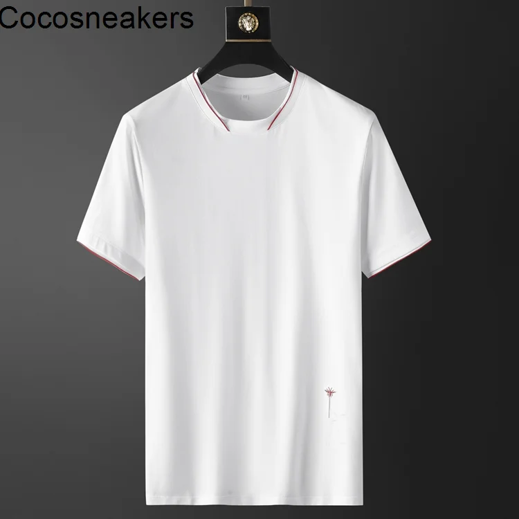

Summer mercerized cotton half sleeve men's color contrast edge thread double-layer collar slim fit men's short t-bee short