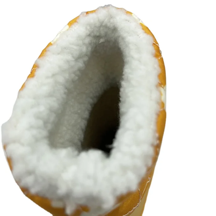 

Winter thick warm plush quilted plain blank orange elastic buckle cheap unisex kids rain boots with detachable socks